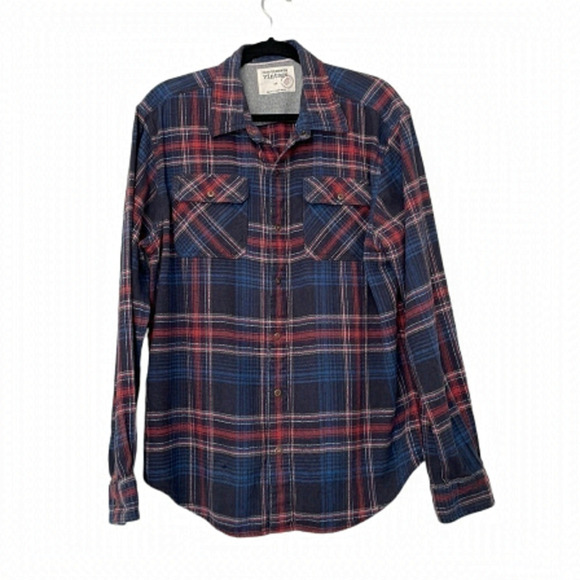 Denver Hayes Vintage Flannel Button Down Plaid Shirt With Snaps - Size Large - Picture 1 of 12